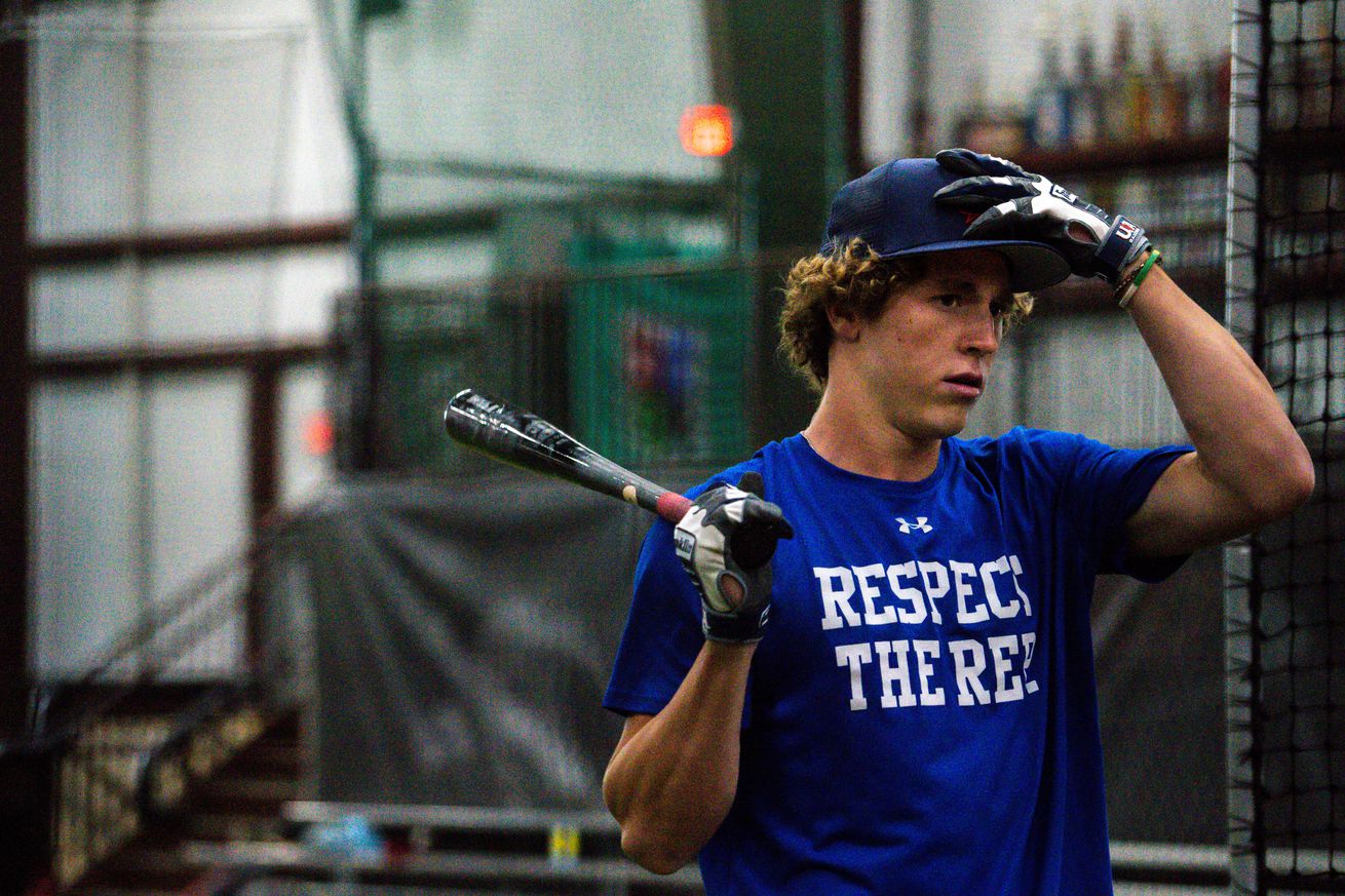 Sean Gamble practices batting