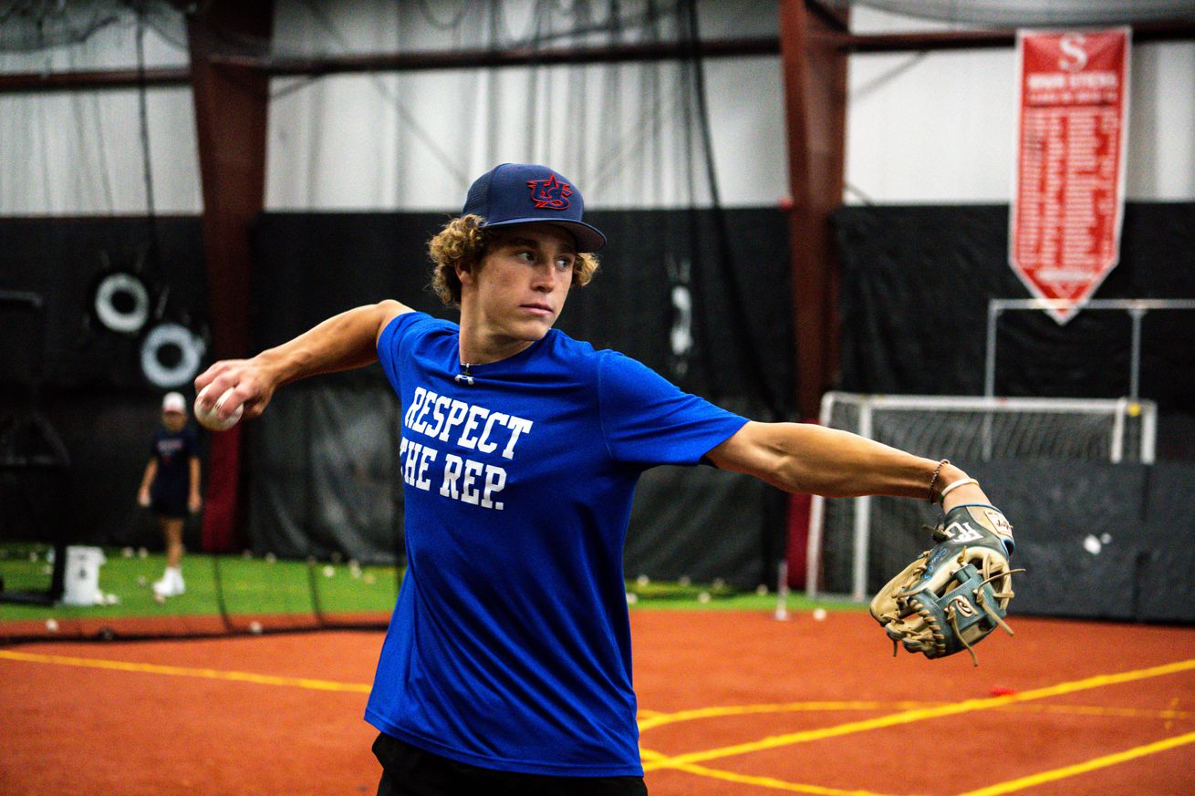 Sean Gamble practices throwing